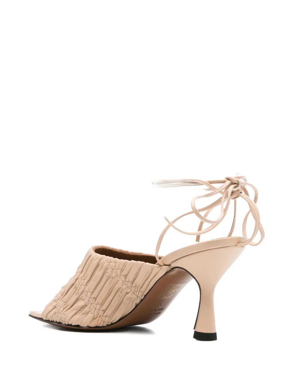 Atp Atelier Plissé-effect Leather Sandals In Neutral