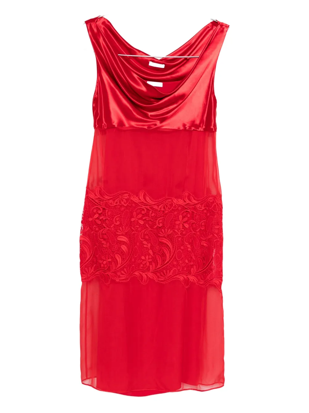 Ferragamo cowl-neck lace-insert dress - Rosso