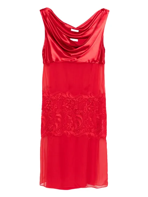 Ferragamo cowl-neck lace-insert dress