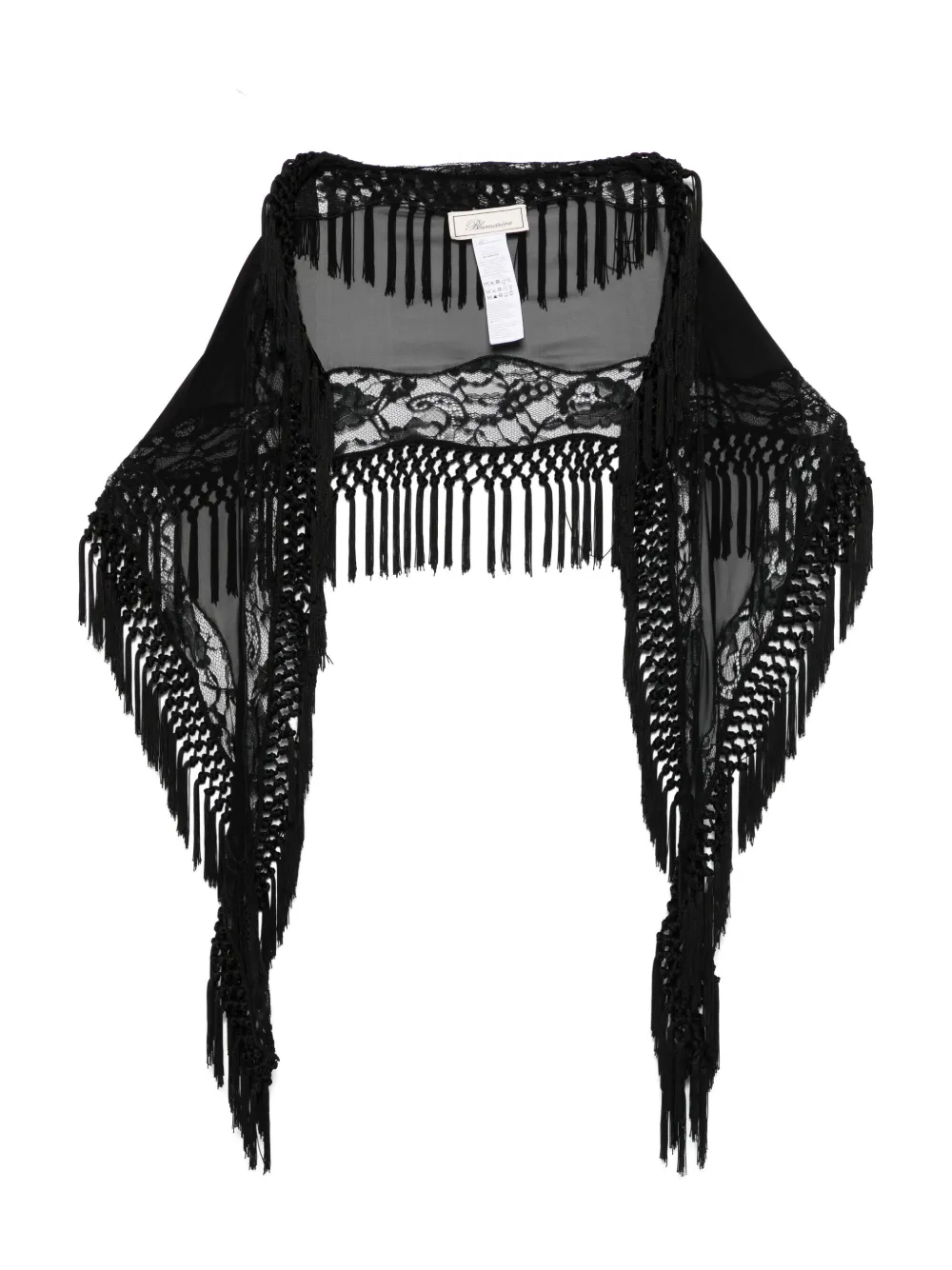 Blumarine Lace-trimmed Fringe Scarf In Black