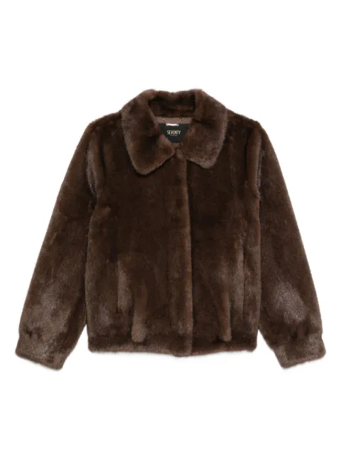 Seventy notched-collar faux-fur jacket