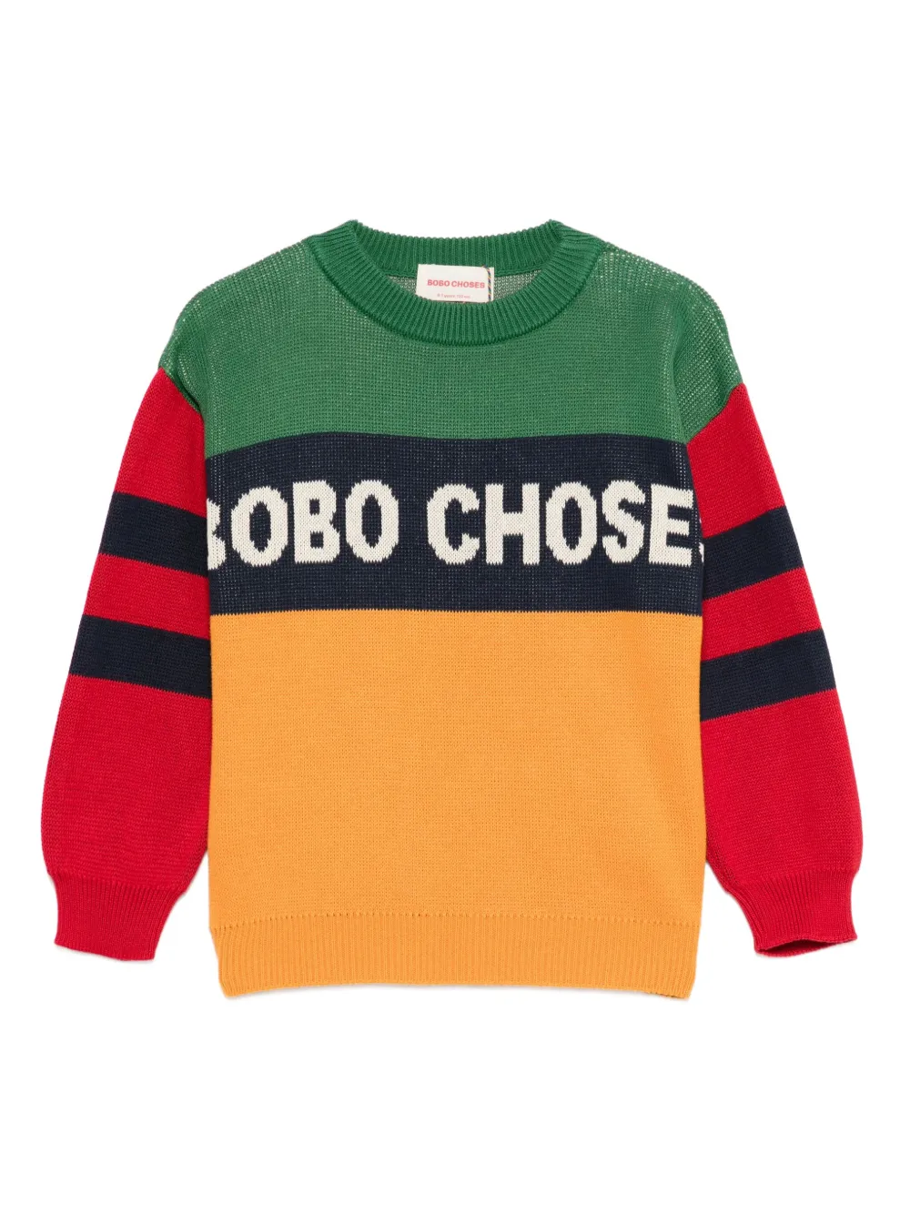 Bobo Choses colour-block striped sweater | Green | Image 1
