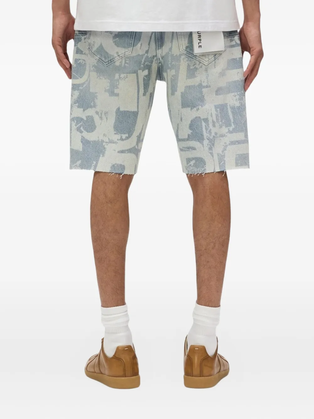 Purple Brand Paint-effect Denim Shorts In Blue