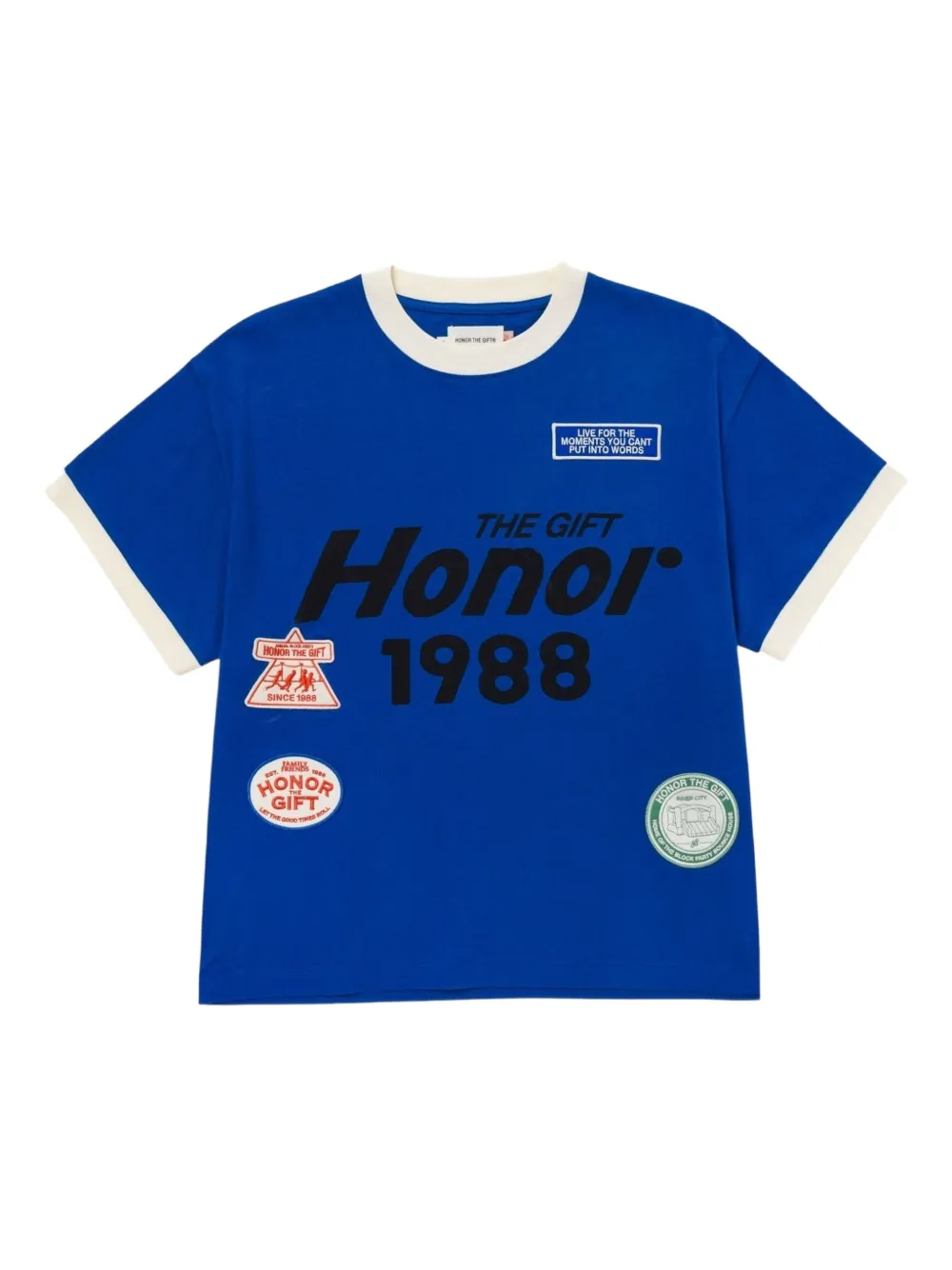Honor The Gift box-logo cotton T-shirt | Blue | Image 1
