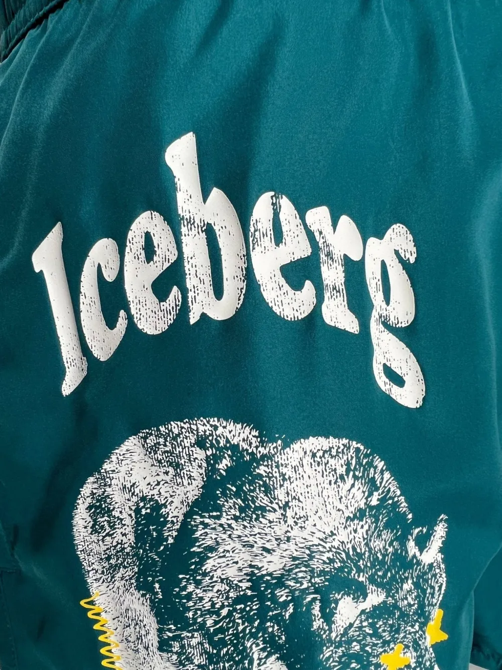 Iceberg Bear-print Swim Trunks In Blue