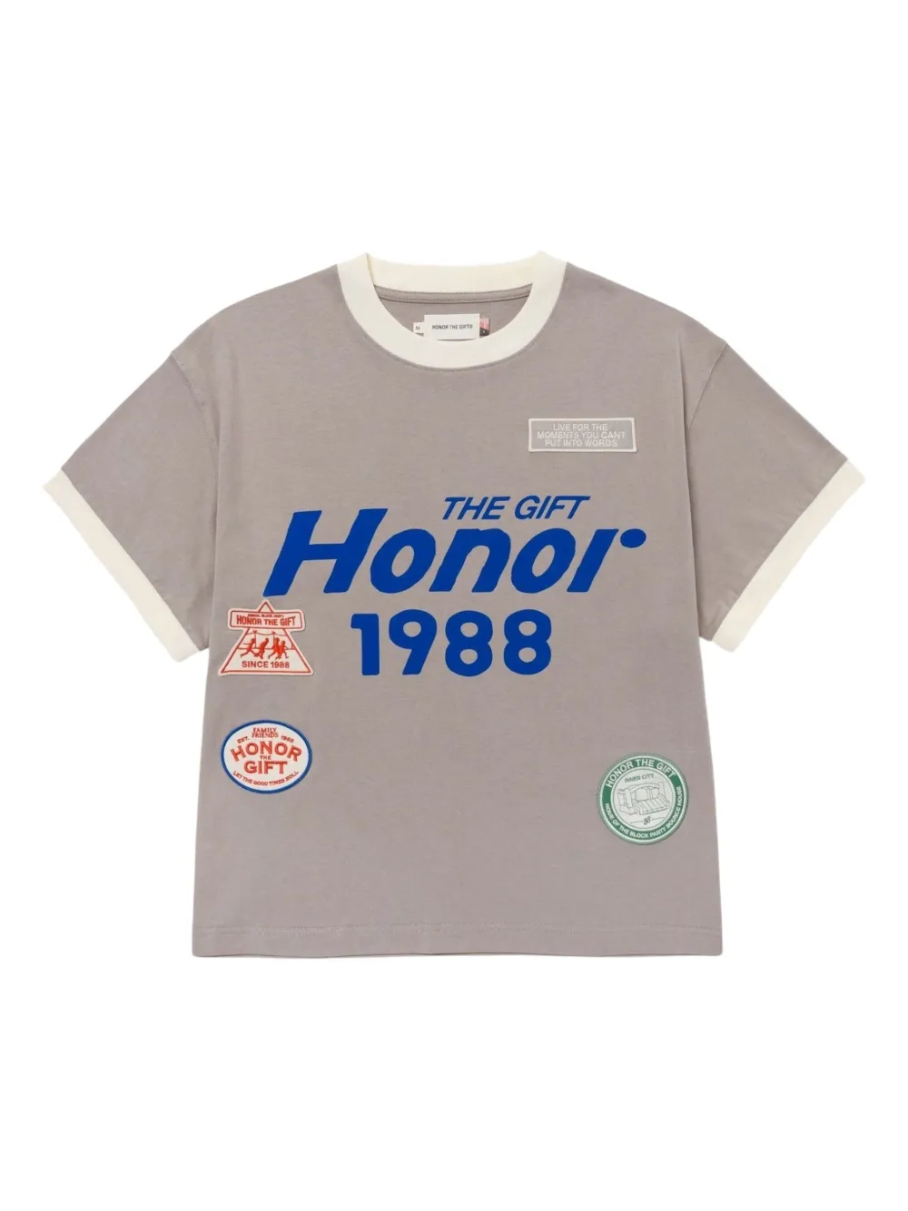 Honor The Gift logo-patch cotton T-shirt | Grey | Image 1