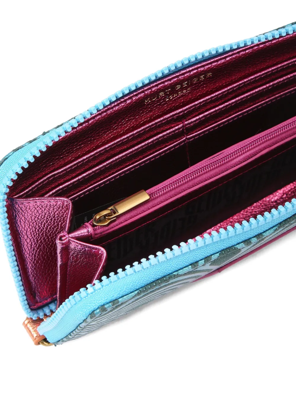Kurt Geiger London Portemonnee verfraaid met regenboog en rits Blauw