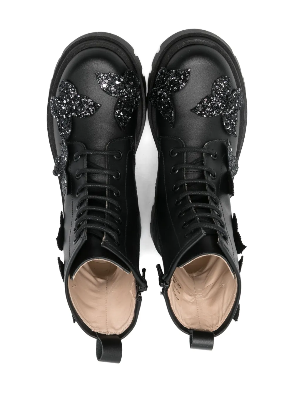 Florens butterfly-appliqué lace-up boots Black