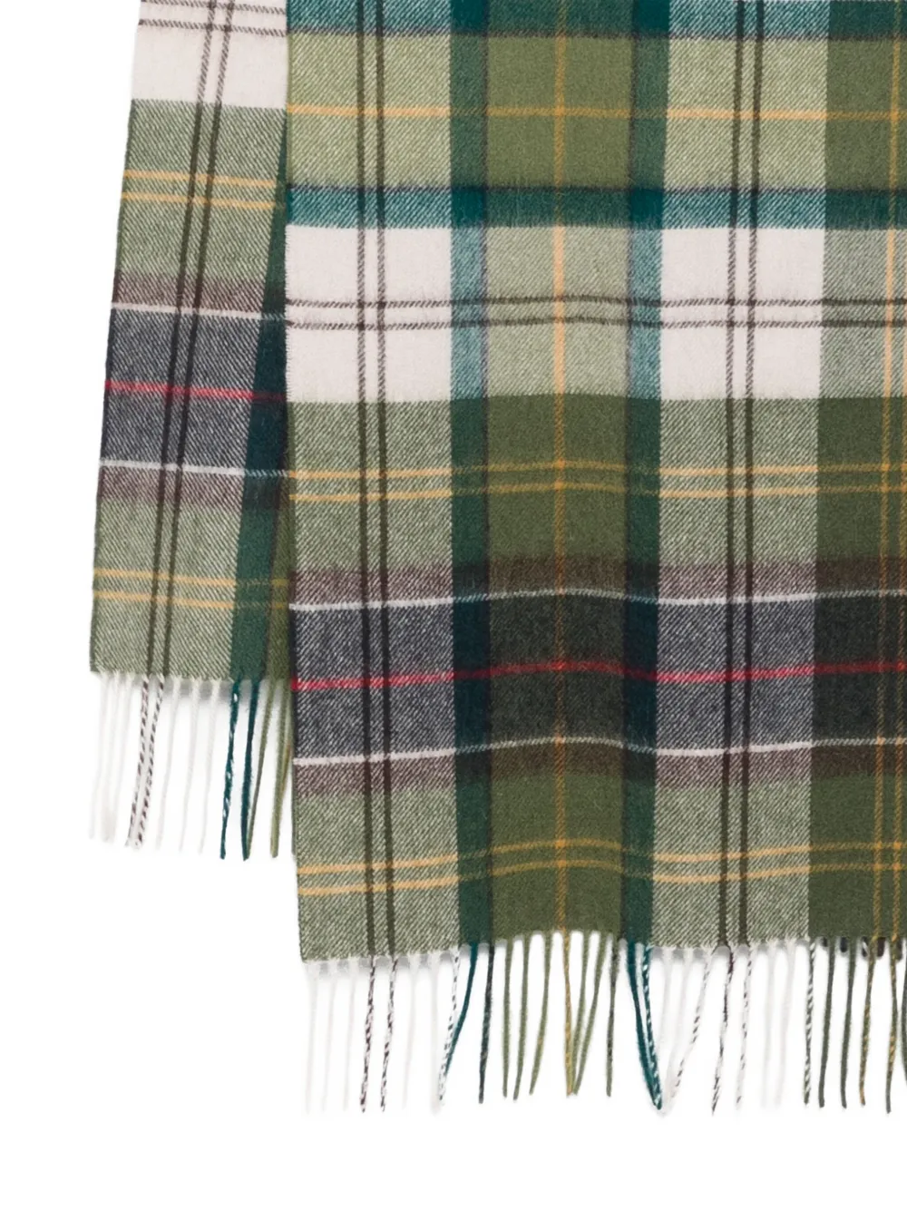 Barbour Tartan-check Fringed Scarf In Green
