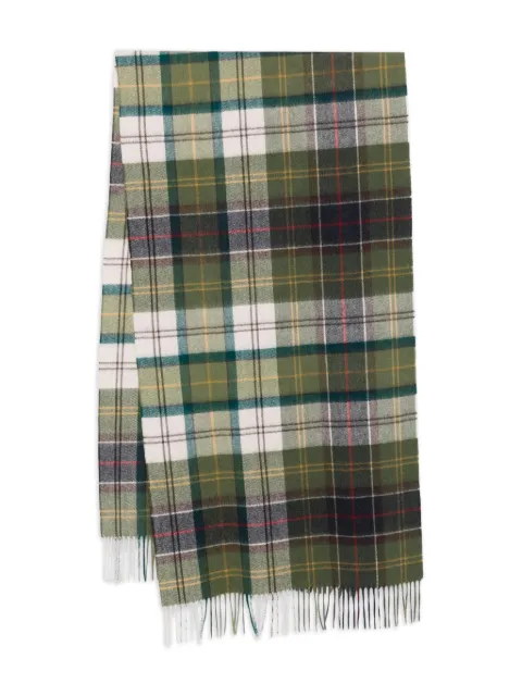 Barbour tartan-check fringed scarf