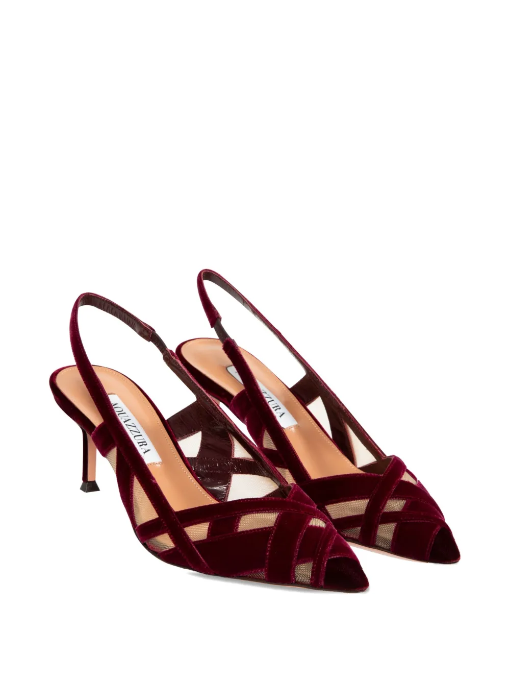 Aquazzura 65mm slingback velvet pumps Red