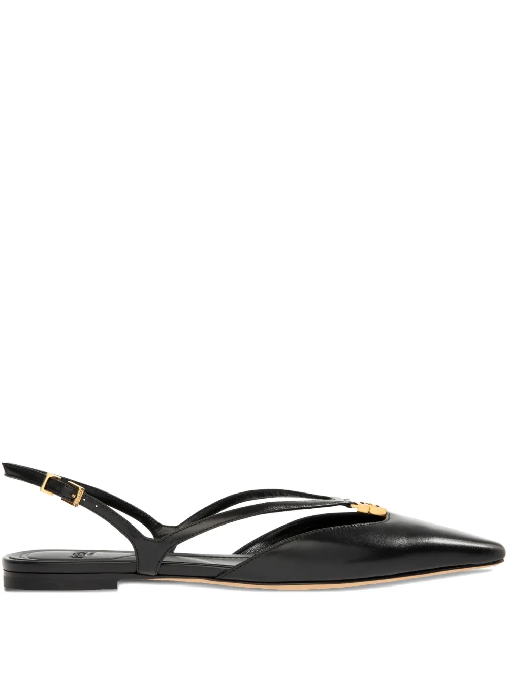 FENDI Fold slingback leather flats Black