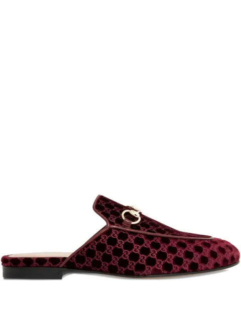 Gucci horsebit GG pattern velvet mules