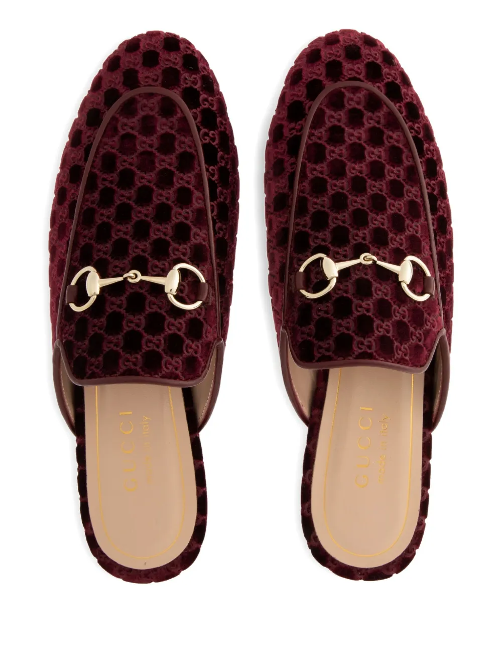 Gucci Princetown Horsebit Velvet Mules In Red