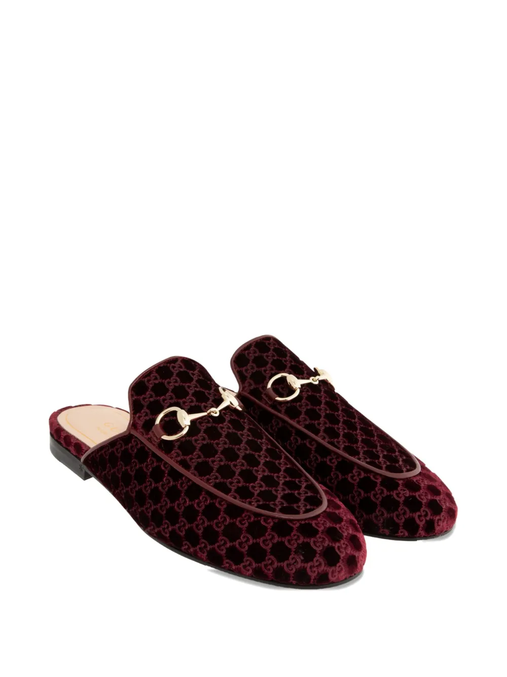 Gucci Princetown Horsebit Velvet Mules In Red