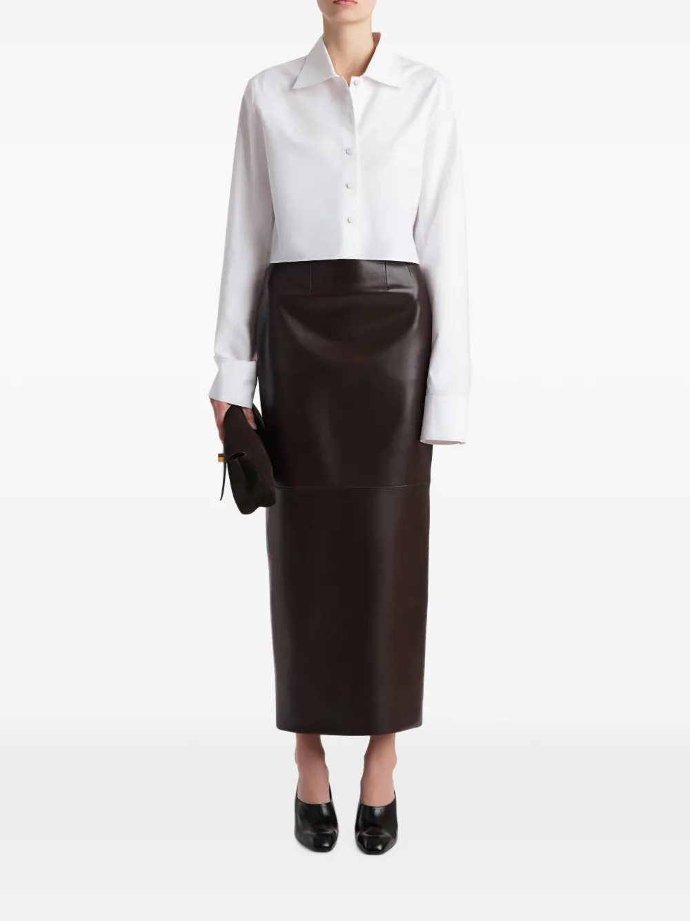 KHAITE Cropped katoenen blouse Wit