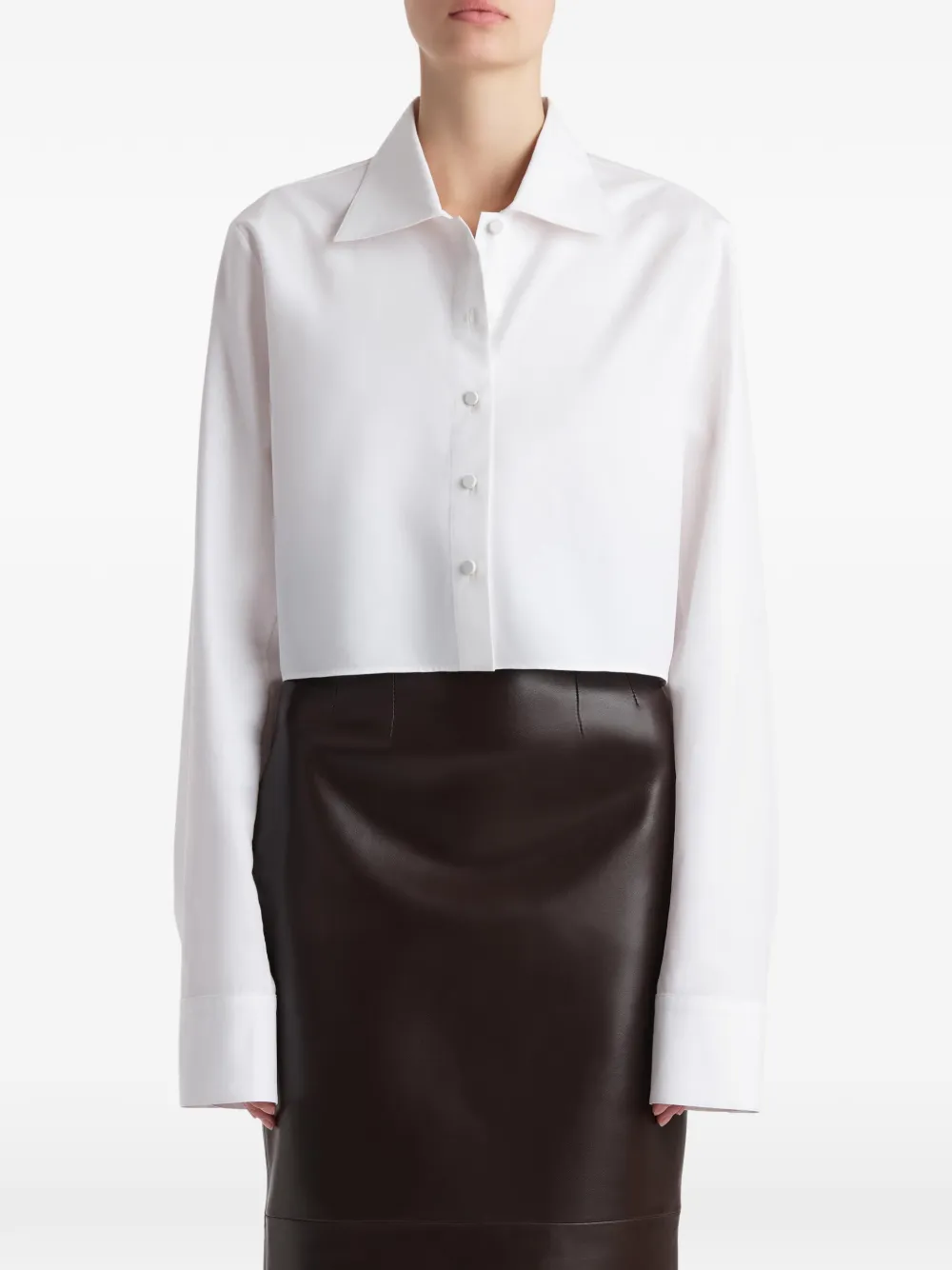 KHAITE Cropped katoenen blouse Wit