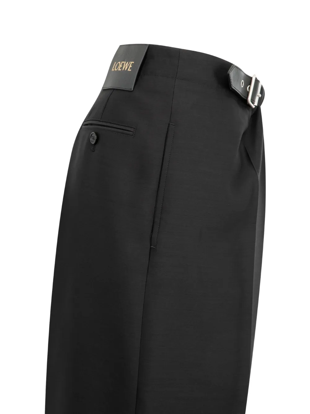 Loewe Belted Wool Trousers In Black
