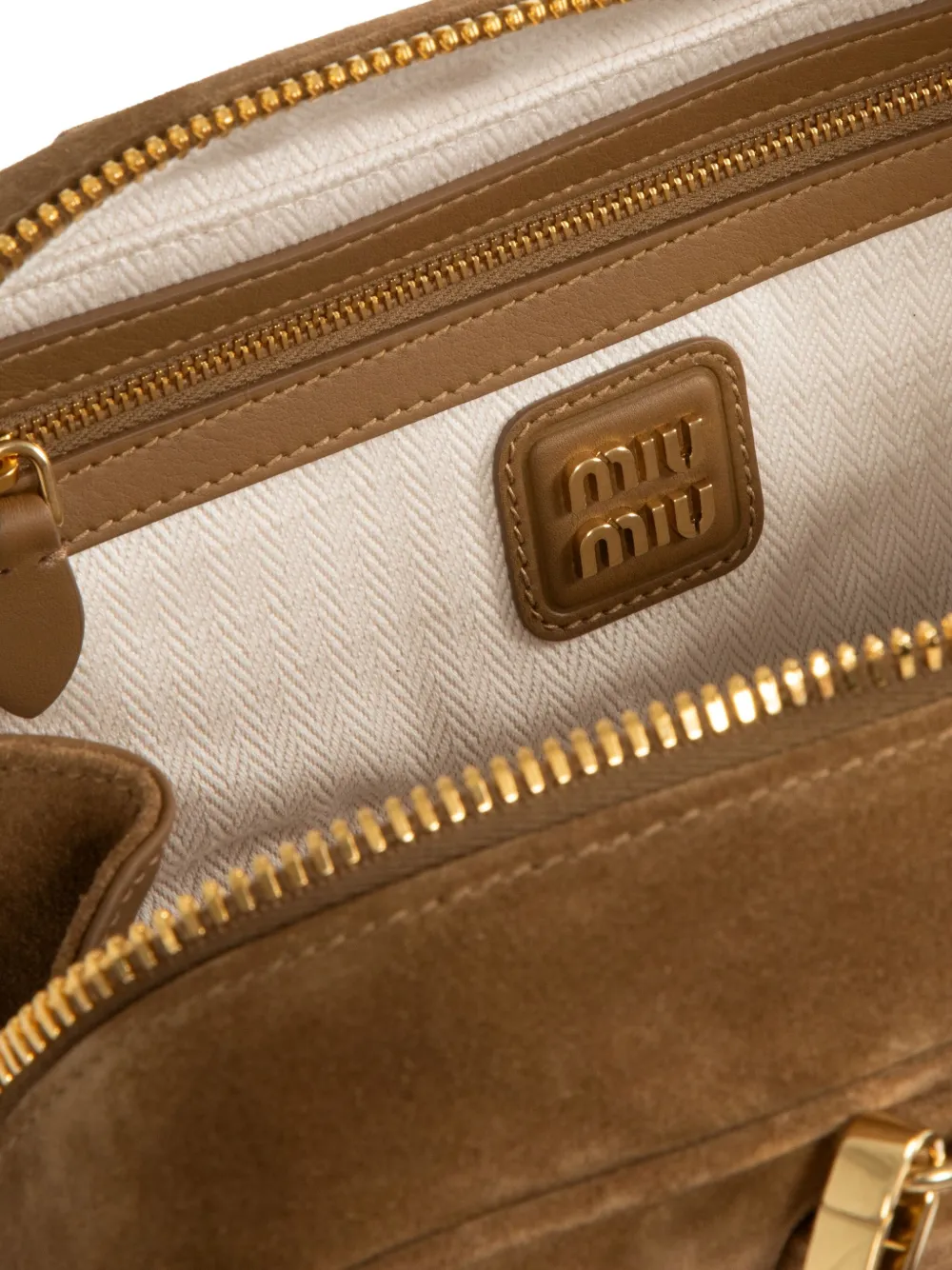 Miu Miu Padded Suede Clutch Bag In Brown