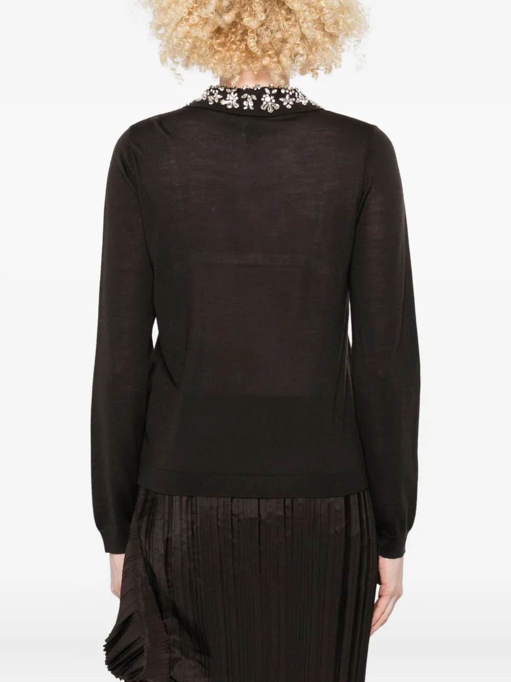 Liviana Conti Embellished-collar Polo-neck Sweater In Black