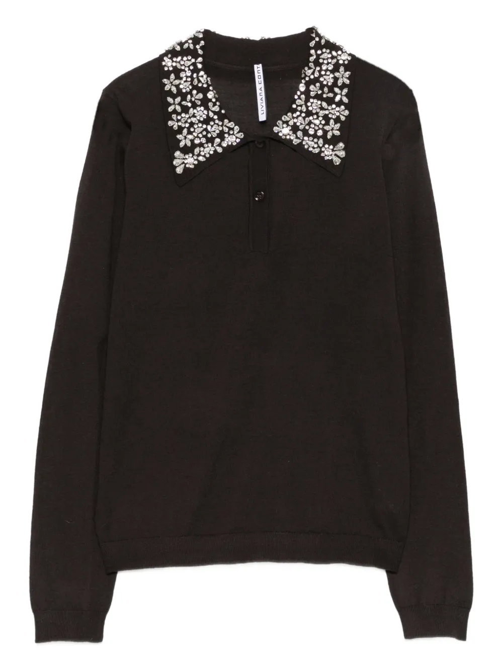 Liviana Conti embellished-collar polo-neck sweater | Brown | Image 1