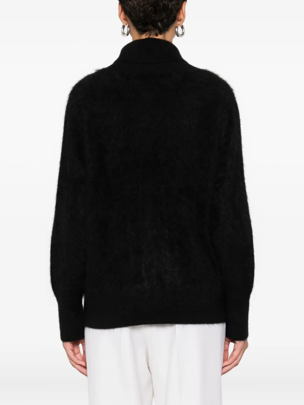 Tabaroni Cashmere High-neck Cashmere Sweater With Ribbed Details In Black