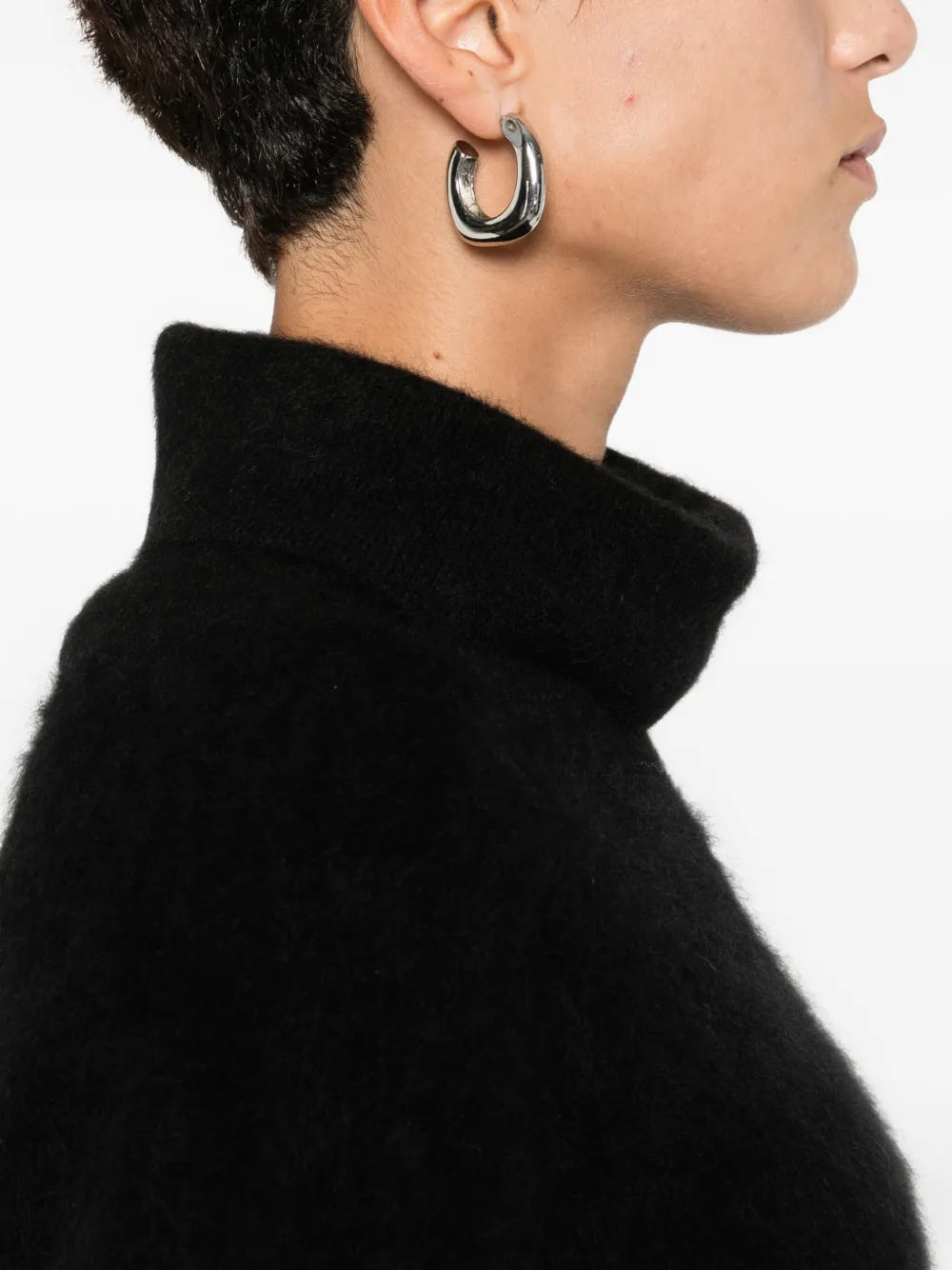 Tabaroni Cashmere High-neck Cashmere Sweater With Ribbed Details In Black