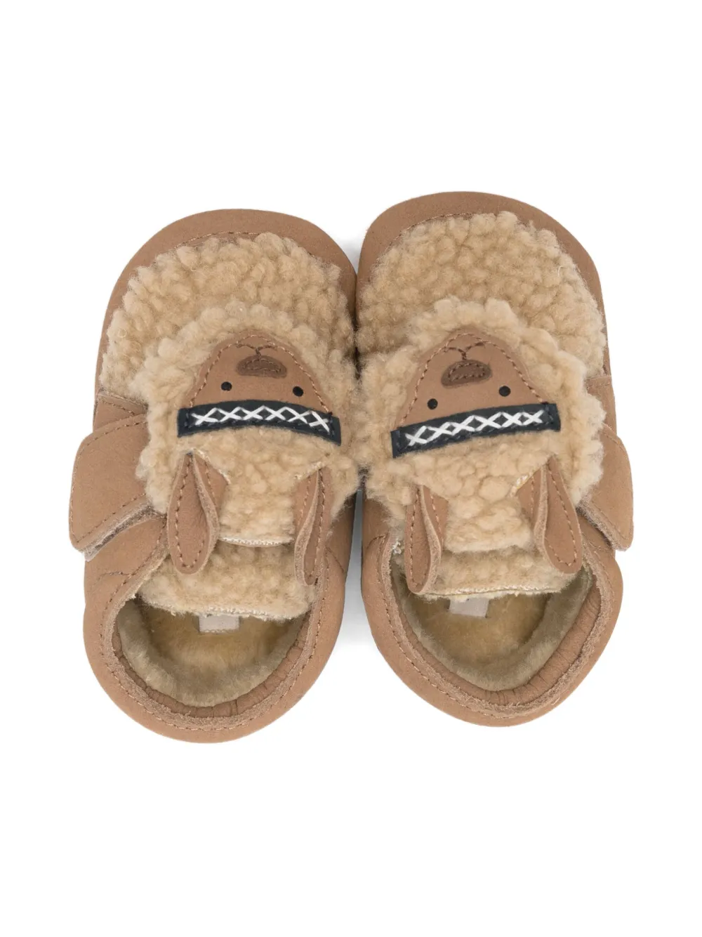 Donsje Sheep-face Sheepskin Crib Shoes In Nude