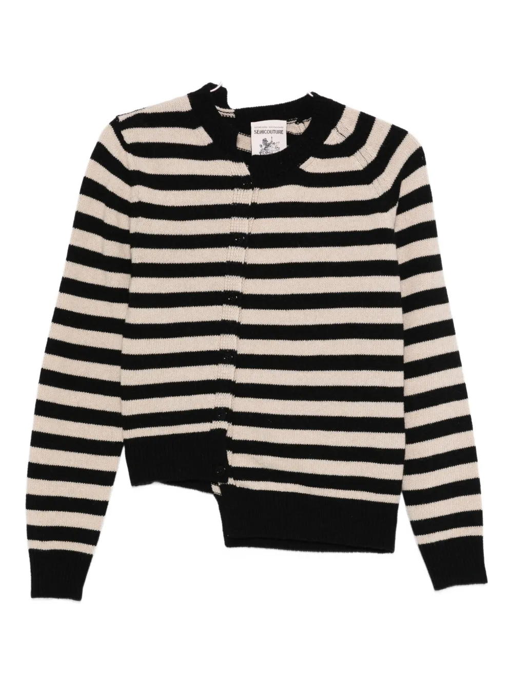 Semicouture Striped Asymmetric Cardigan In Multi