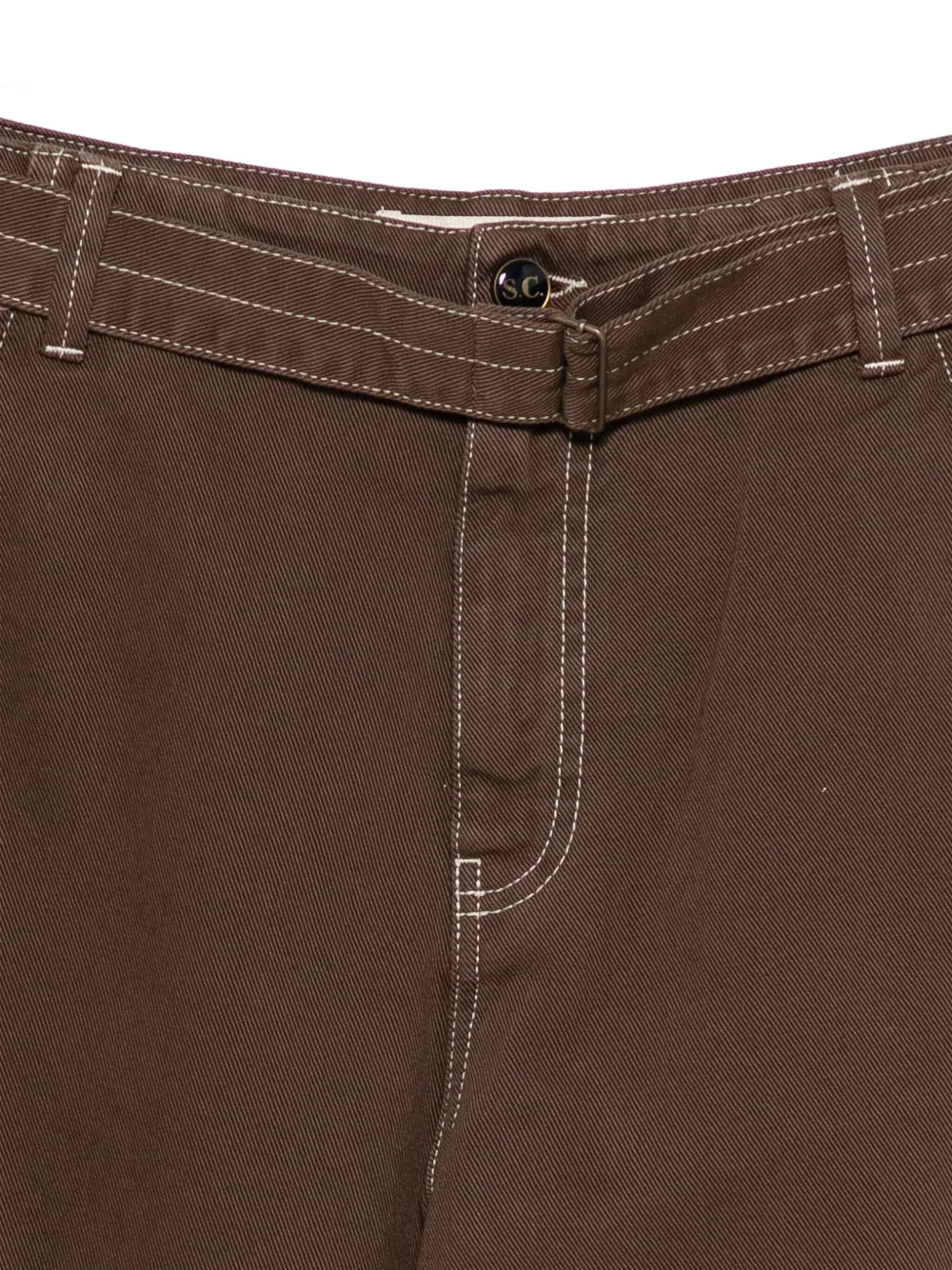 Semicouture Maria Rosabelted Contrast-stitch Jeans In Brown