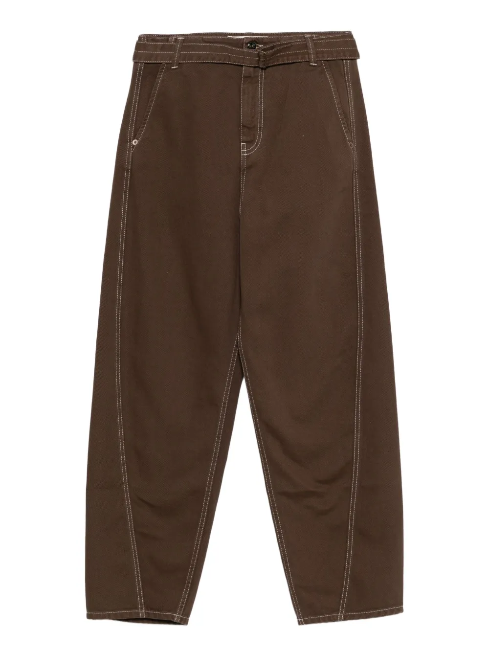 Semicouture Maria Rosabelted contrast-stitch jeans | Brown | Image 1