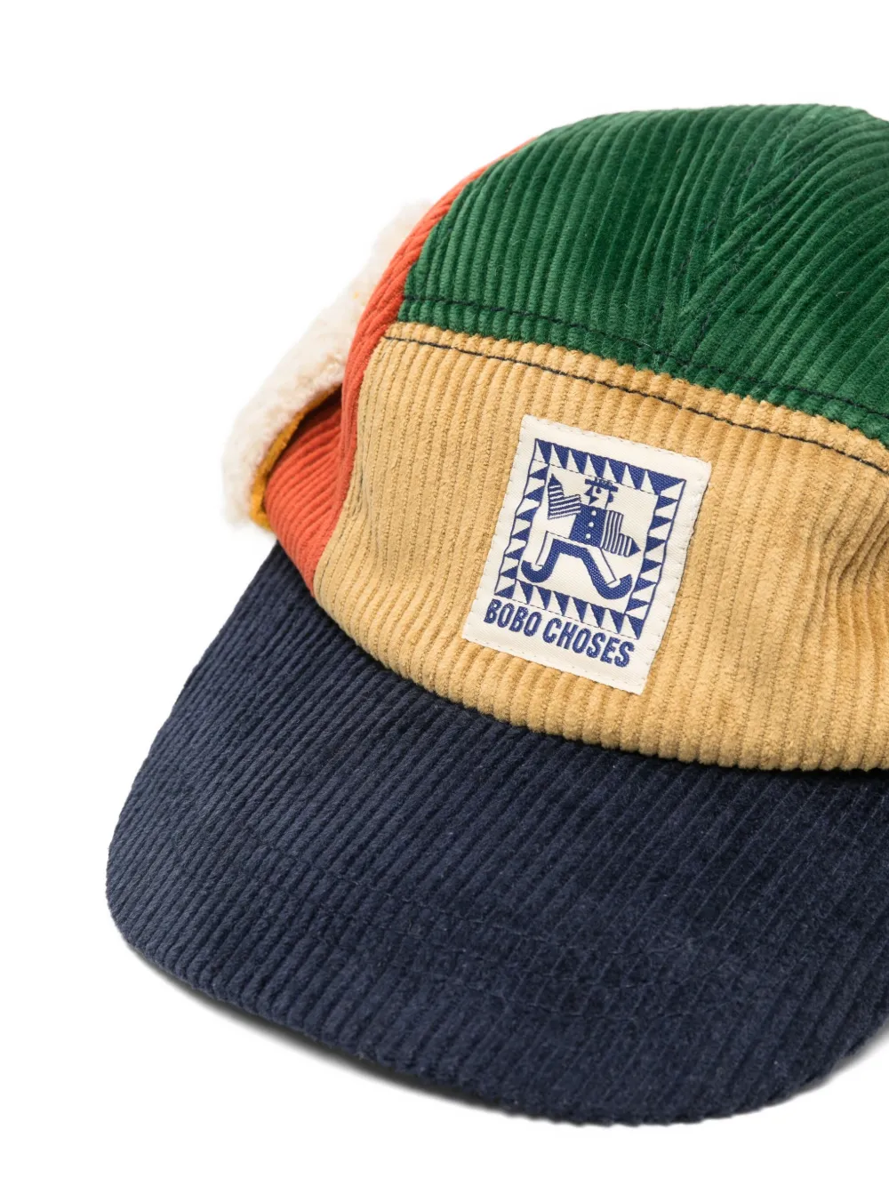 Bobo Choses corduroy ear-flap hat - Blauw