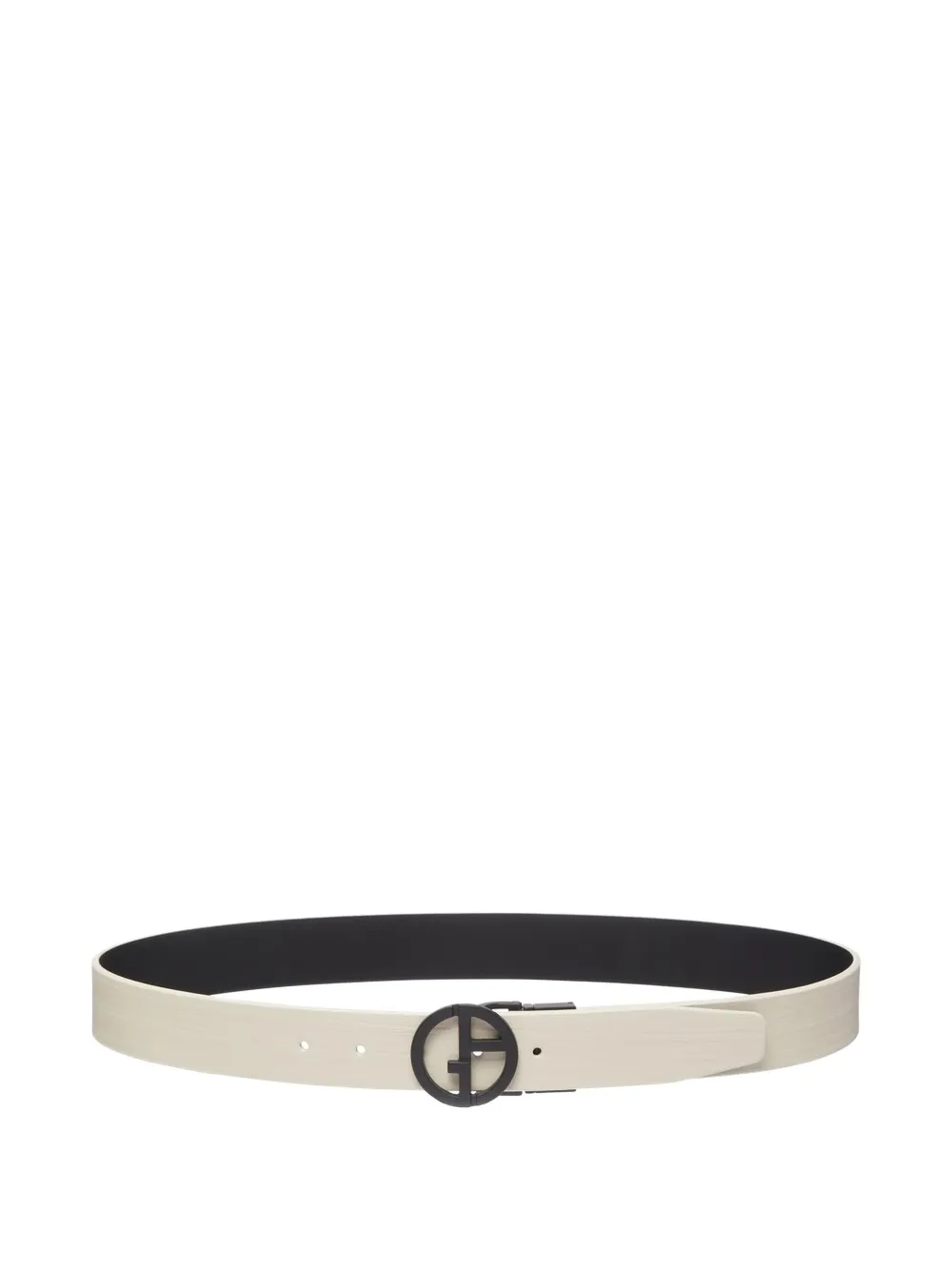 Giorgio Armani logo-plaque leather belt - Wit