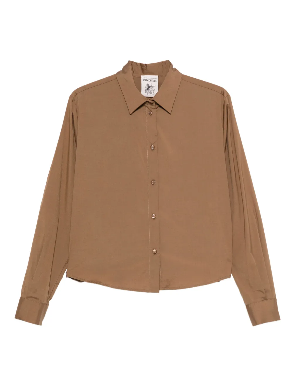 Semicouture button-up gathered shirt | Brown | Image 1