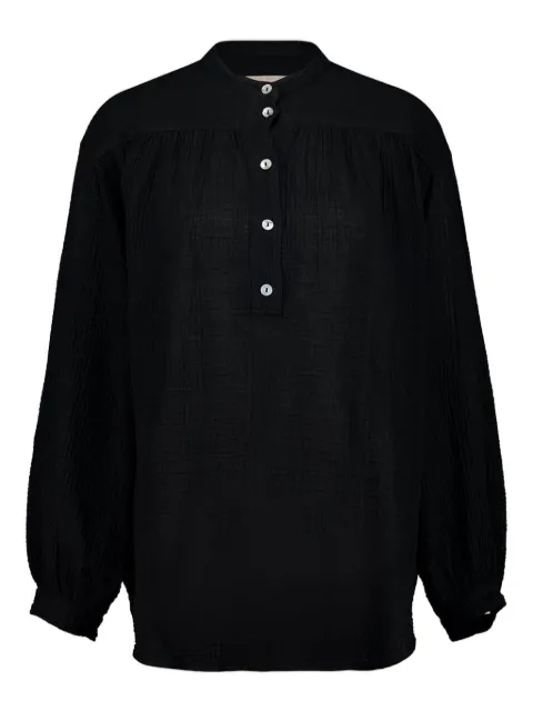 120% Lino buttoned long-sleeve blouse