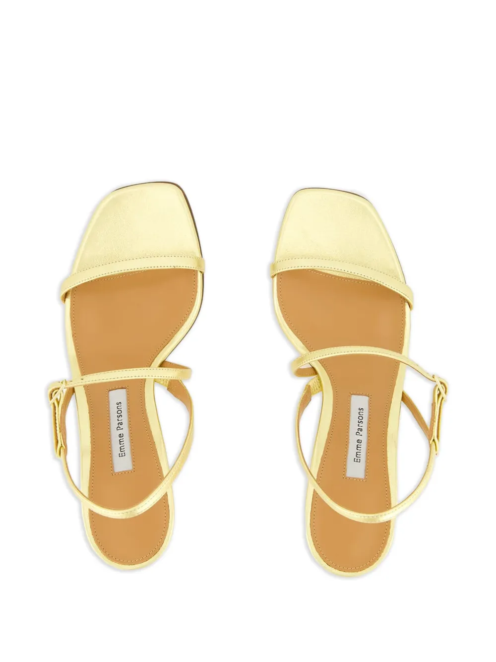 Emme Parsons Square-toe Heeled Sandals In Gold