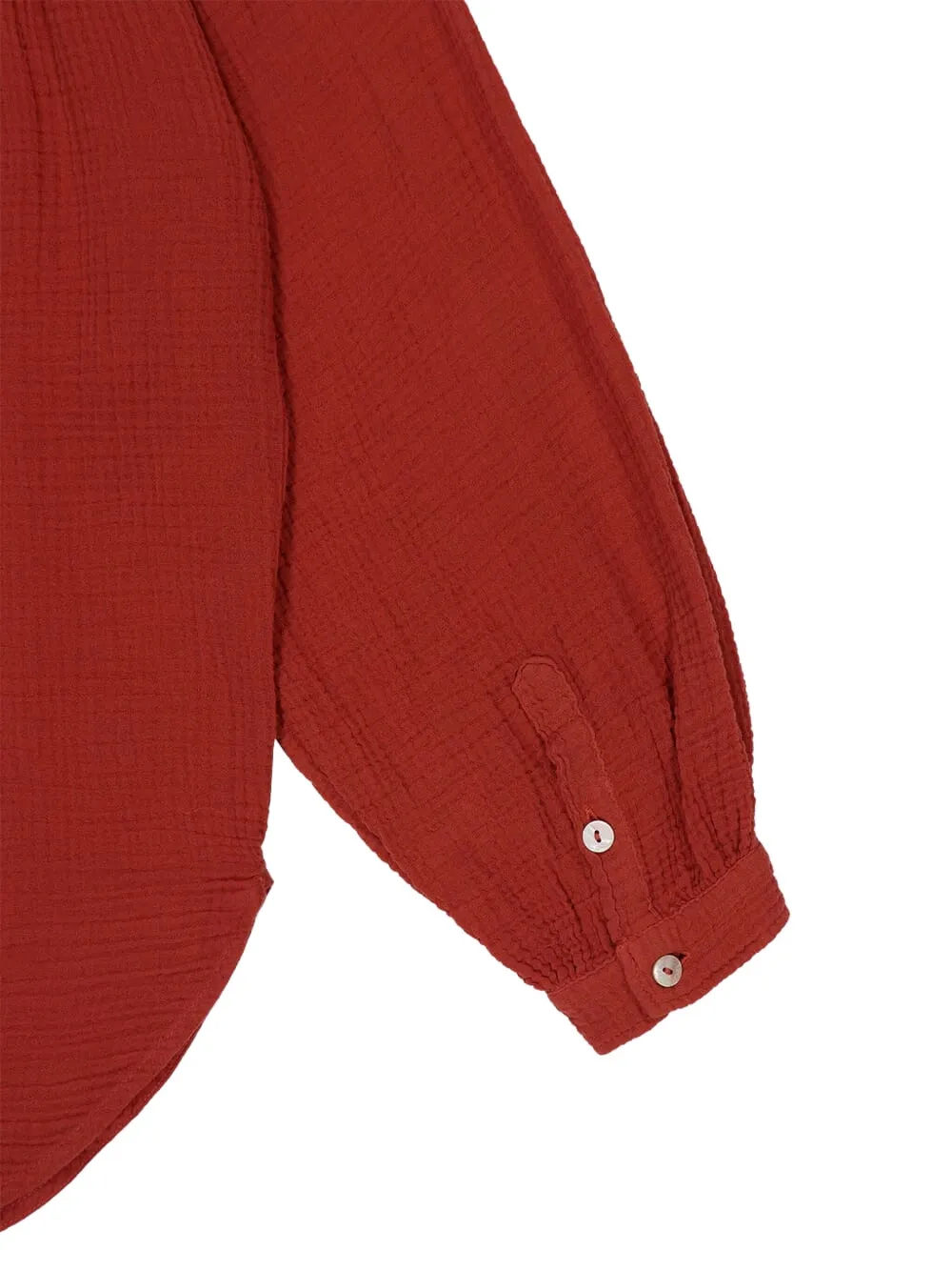 120% Lino Button Long-sleeve Blouse In Red