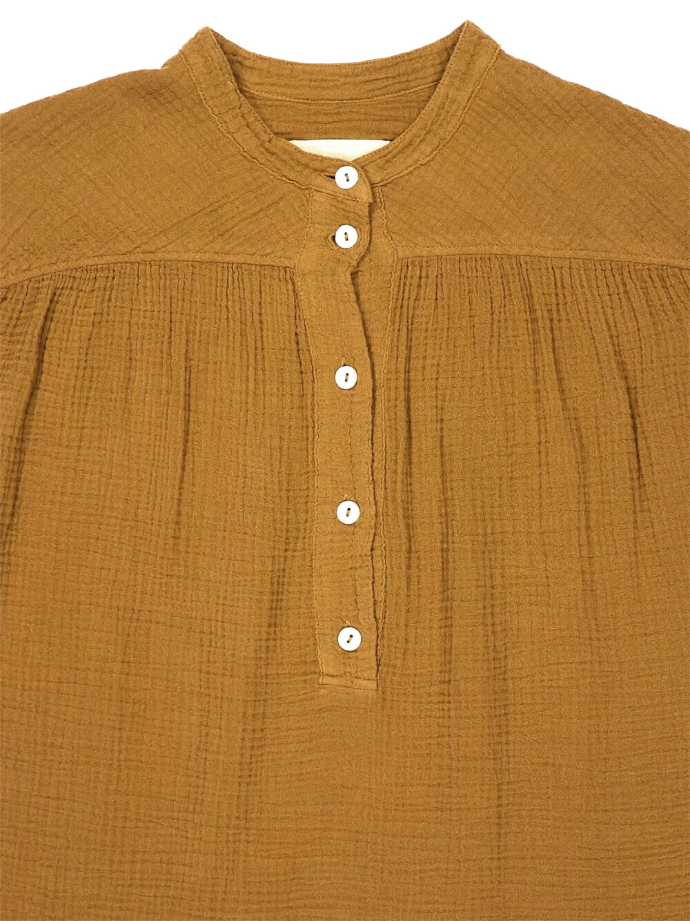 120% Lino Button Long-sleeve Blouse In Yellow