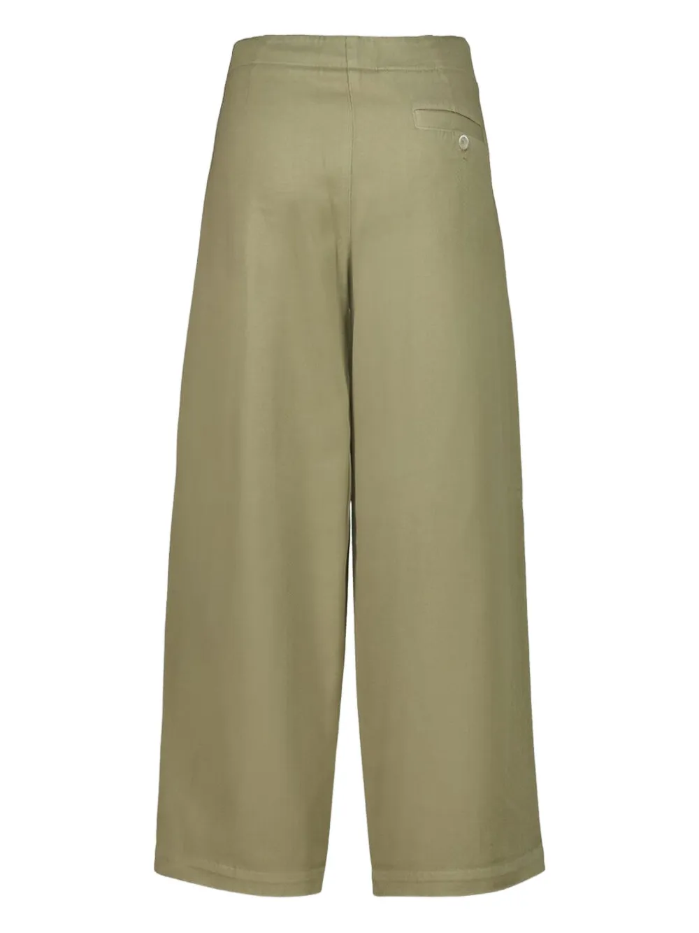 120% Lino Button Pleated Trousers In Green