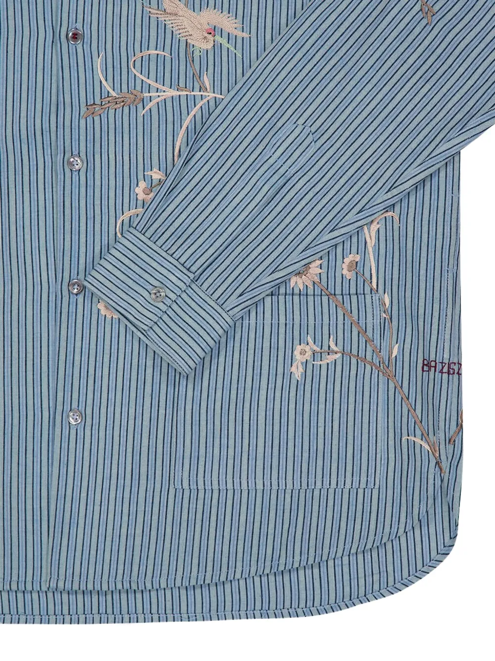 Baziszt Saba Embroidered Striped Shirt In Blue