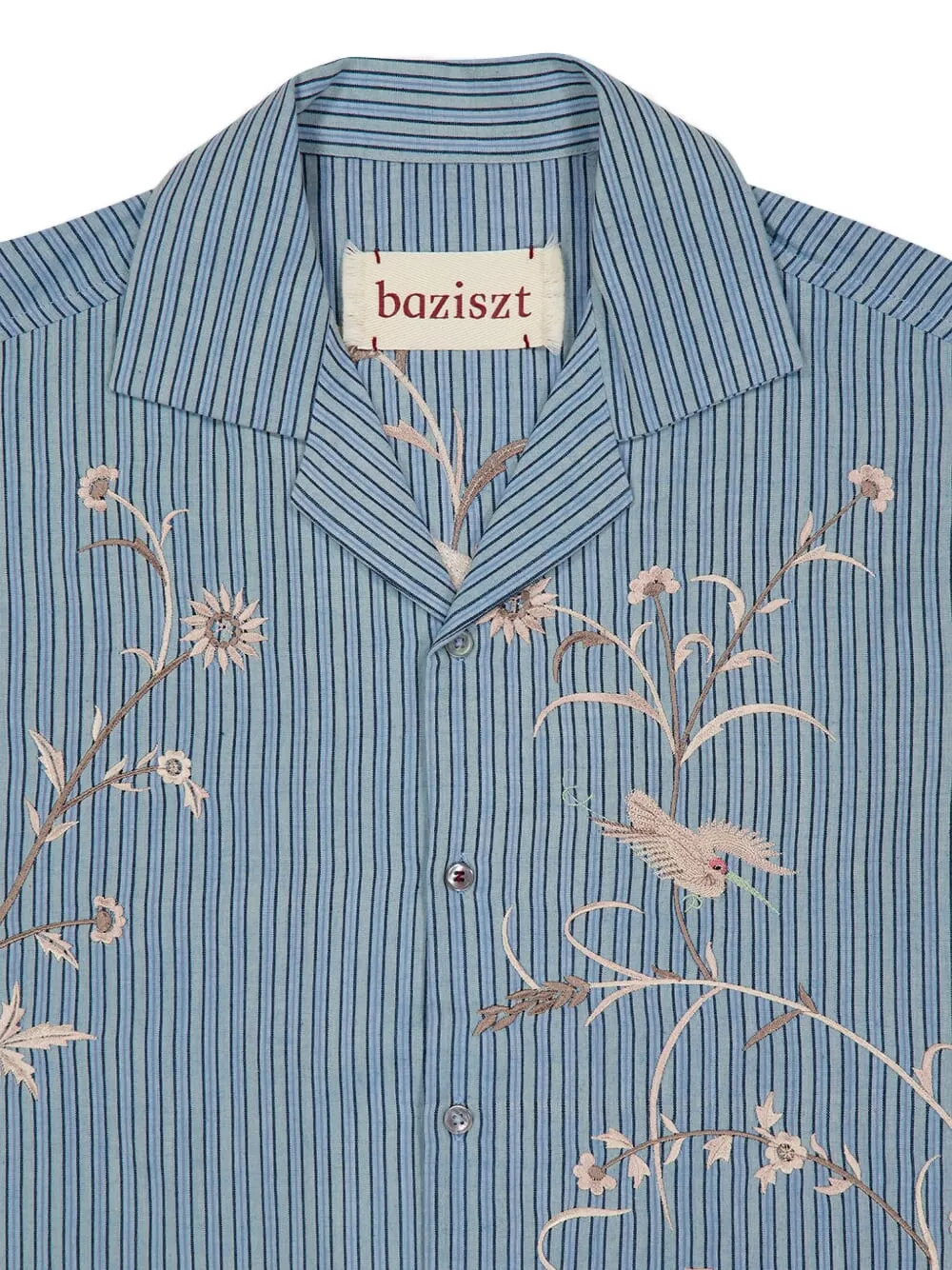 Baziszt Saba Embroidered Striped Shirt In Blue