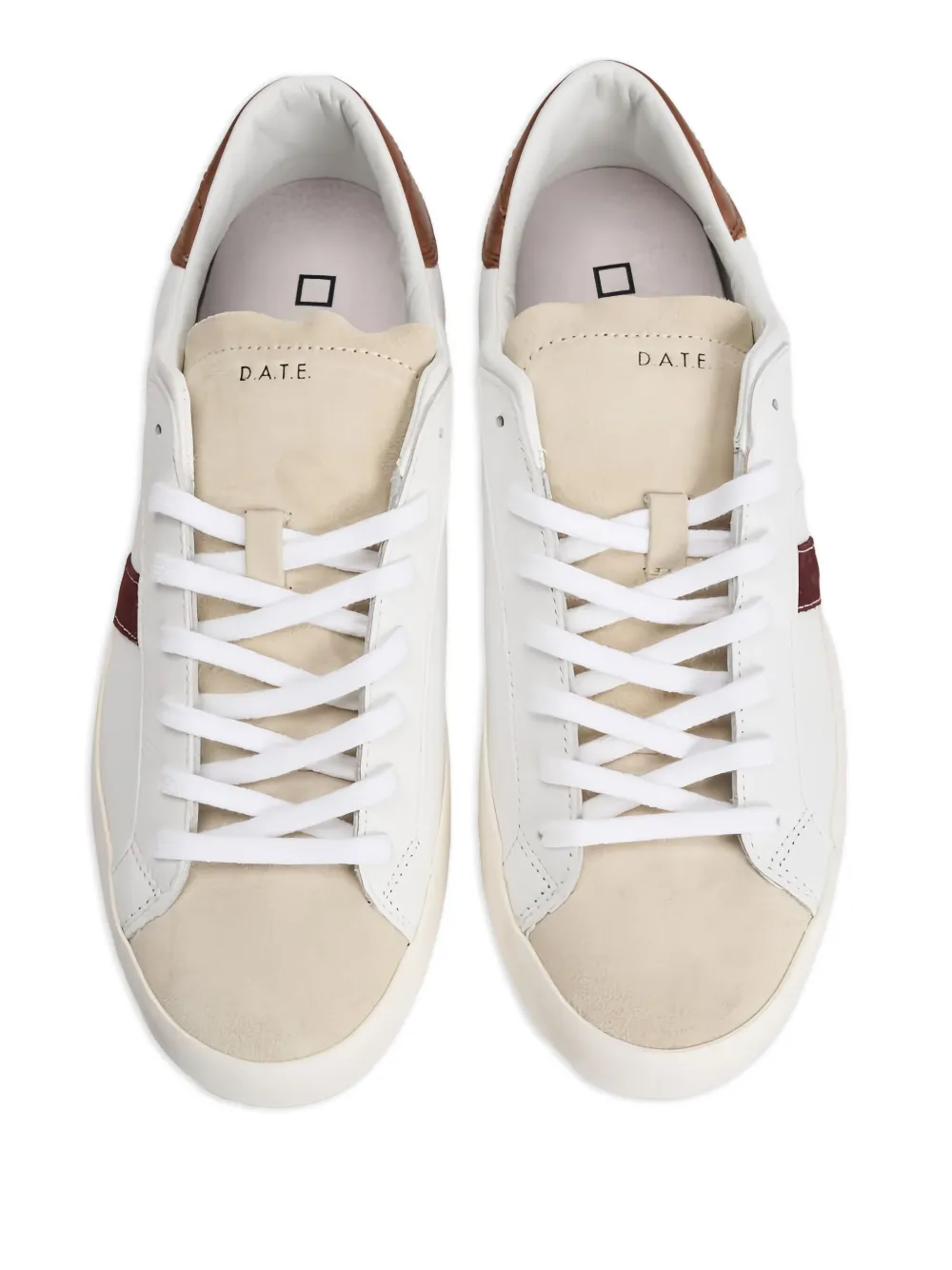 D.A.T.E. Gestreepte leren sneakers Beige