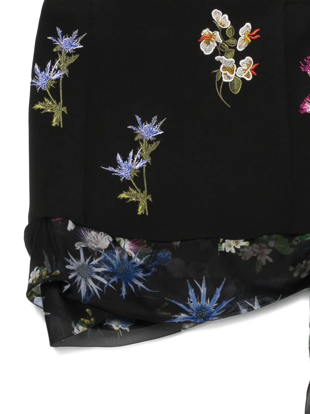 Blumarine Rok met geborduurde bloemen Zwart