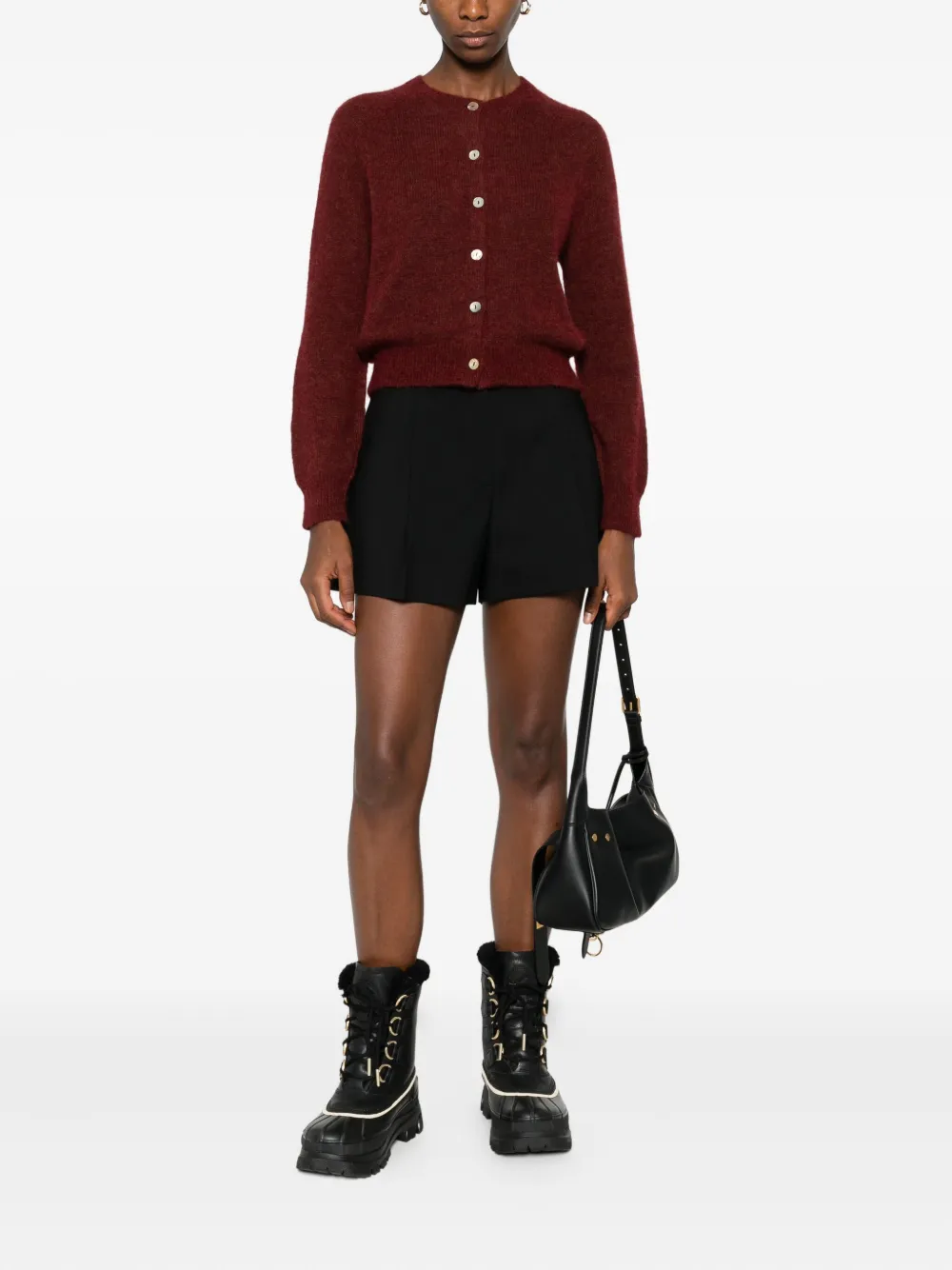 MSGM pleated satin-trimmed shorts - Zwart