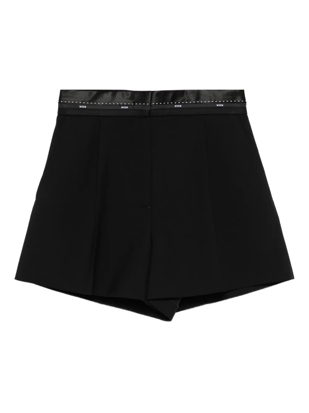 Msgm Pleated Satin-trimmed Shorts In Black