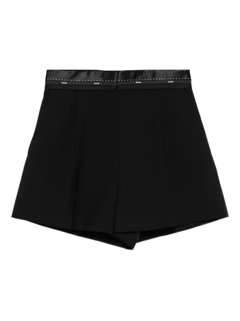 MSGM pleated satin-trimmed shorts