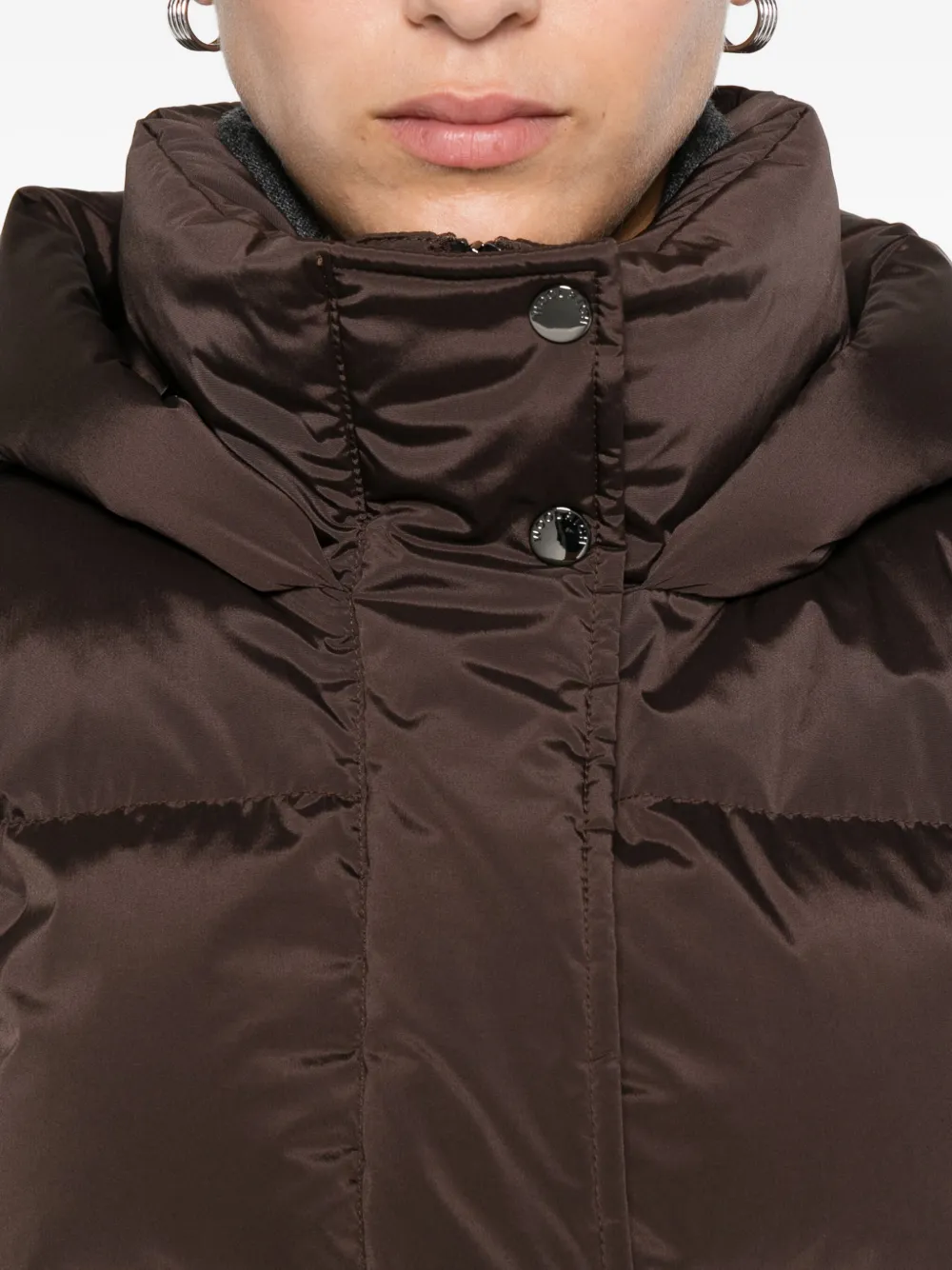 Woolrich Mid-thigh Length Quilted Jacket In Brown