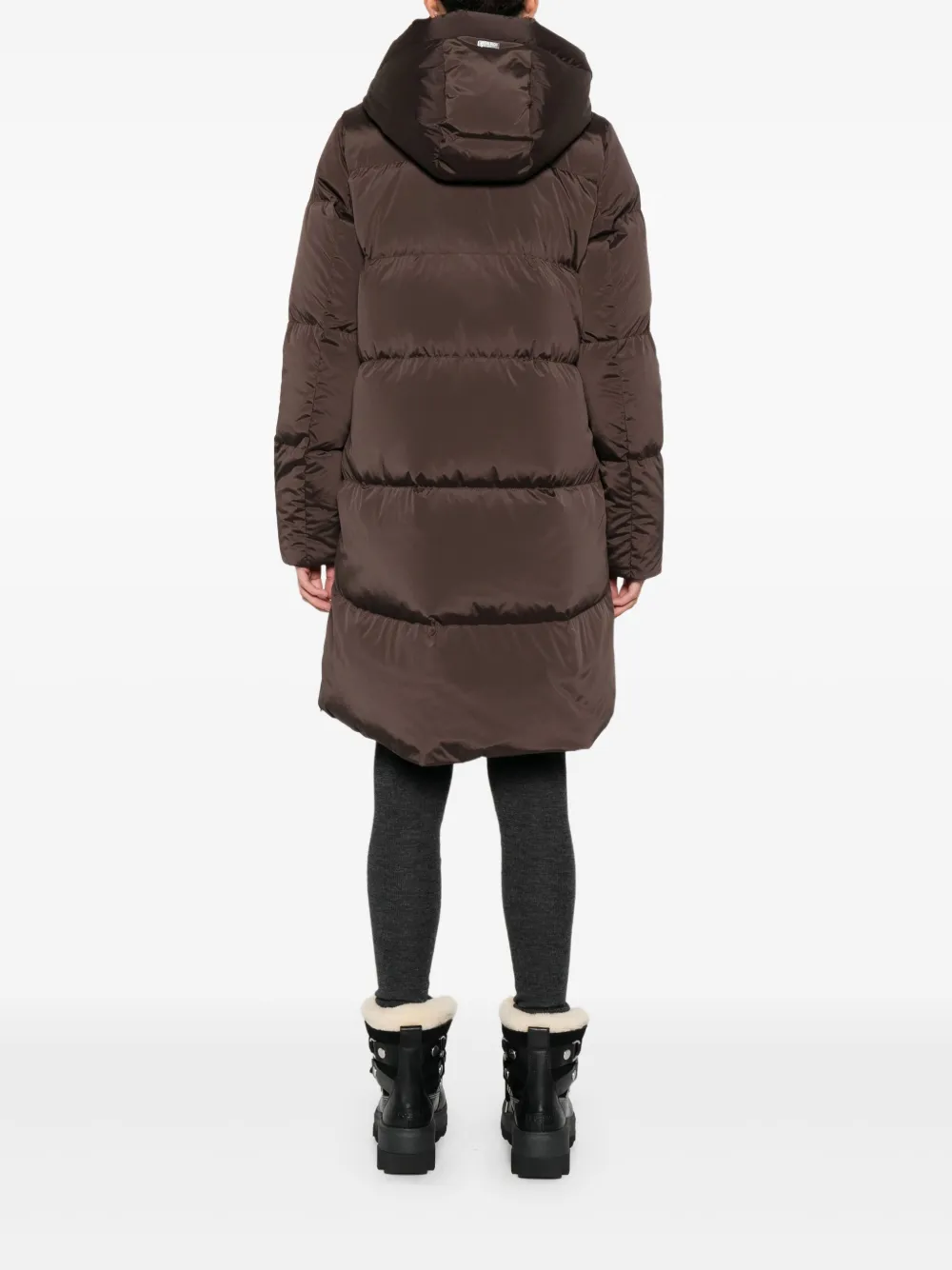 Woolrich Mid-thigh Length Quilted Jacket In Brown