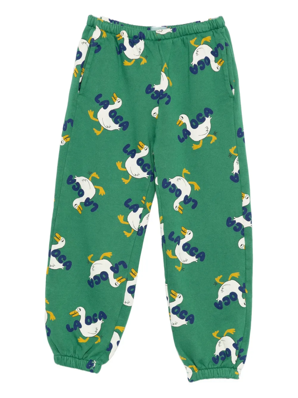 Bobo Choses Kids' Duck-print Elasticated Trousers In Green