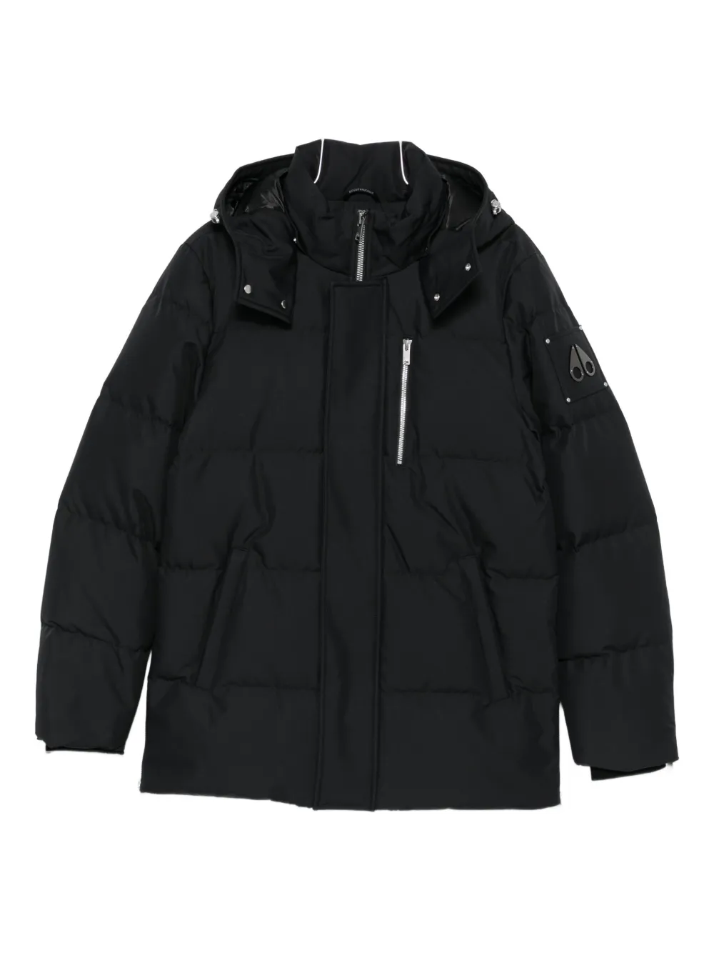 Moose Knuckles Hooded Puffer Jacket In Black